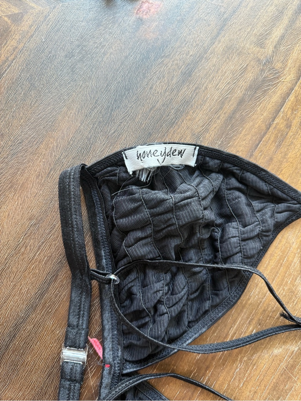 Honeydew Intimates Black Ruffled Bralette with Pink Bow - Picture 3 of 3